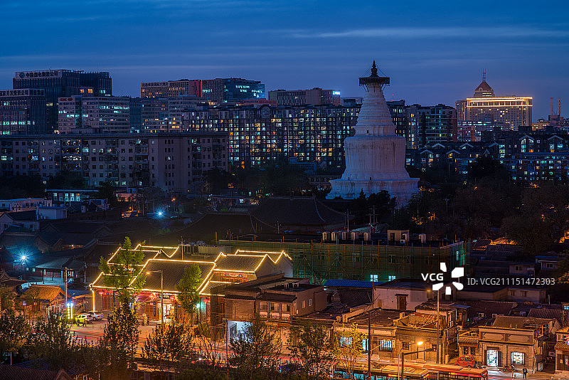 妙应寺白塔城市夜景图片素材