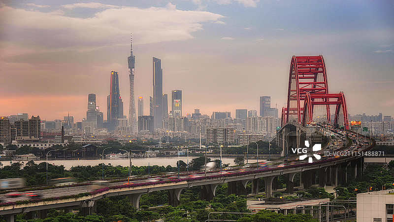 眺望新光大桥与珠江新城图片素材