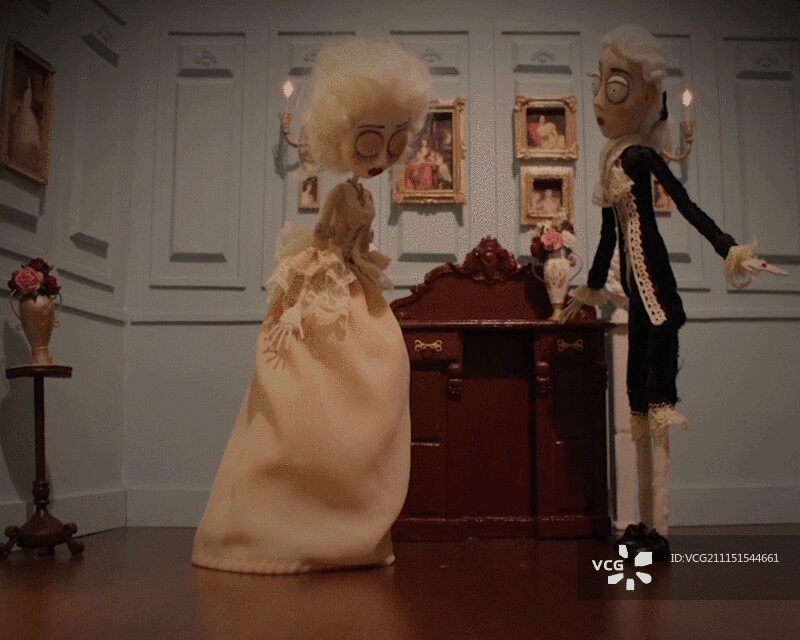 18世纪情侣木偶舞会定格动画效果图片素材