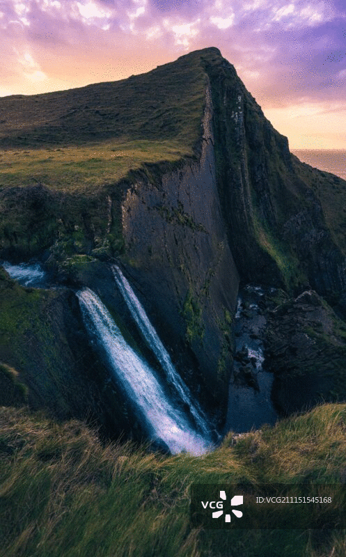 斯佩克斯磨坊瀑布，哈兰码头，北德文，英格兰，英国图片素材