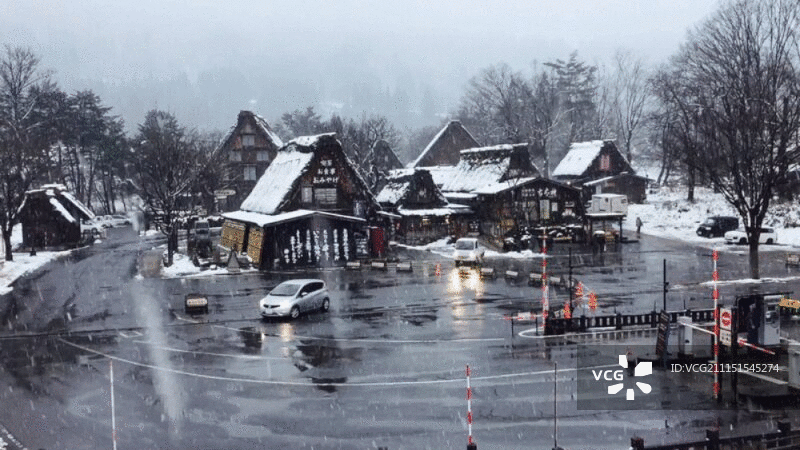 日本白川乡的雪景图片素材