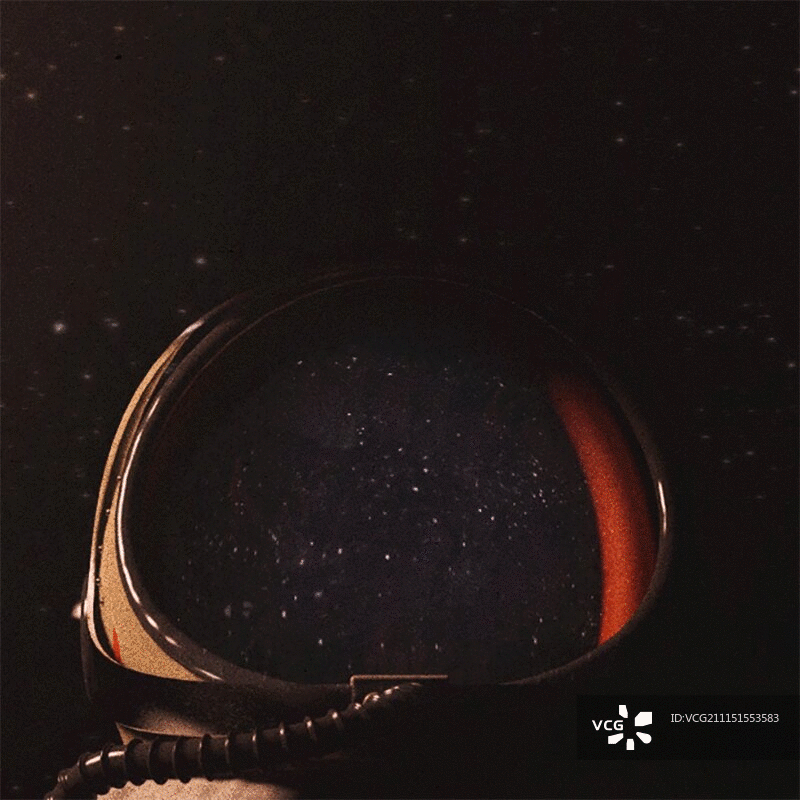 宇航员头盔内鲜花盛开太空背景动画图片素材