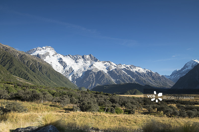 库克山国家公园的雪山风光图片素材