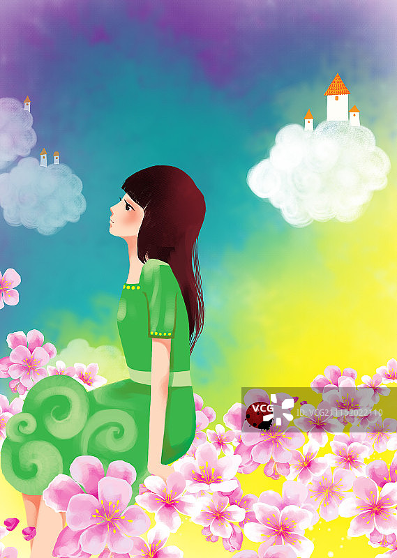 青春时尚唯美人物组图共3000幅-近处的绿裙子女孩图片素材