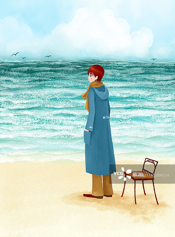 青春时尚唯美人物组图共3000幅-站在海边的男孩图片素材