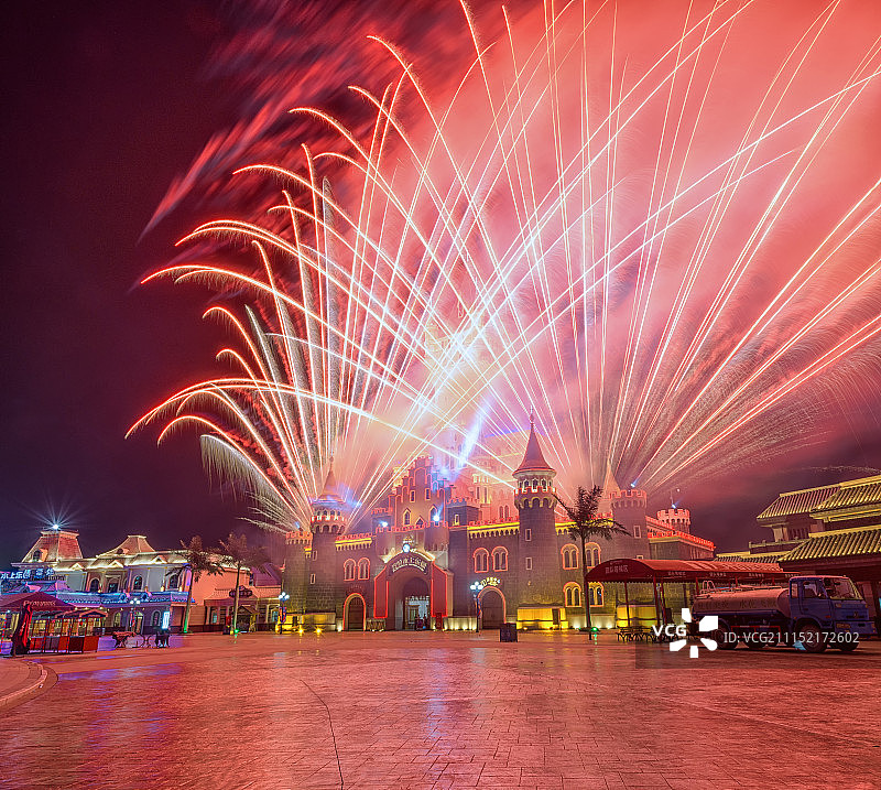 厦门方特梦幻王国焰火展图片素材