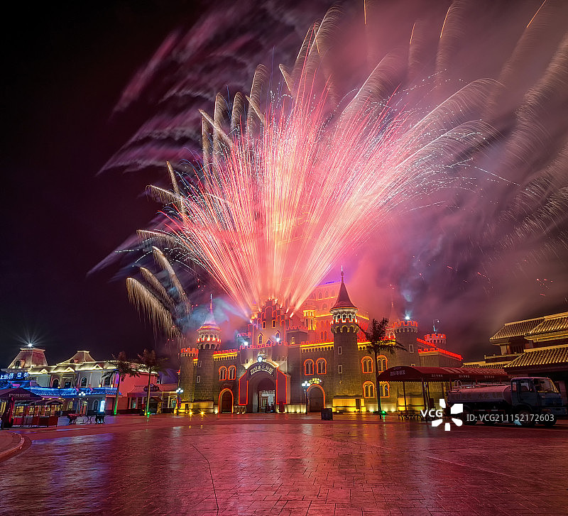 厦门方特梦幻王国焰火展图片素材