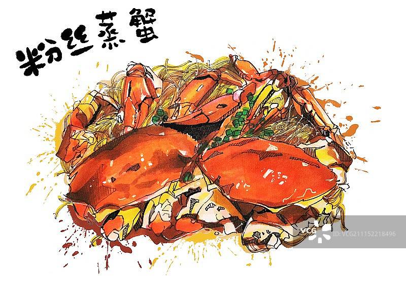 闽南美食 粉丝蒸蟹 海鲜 小吃带字版本图片素材
