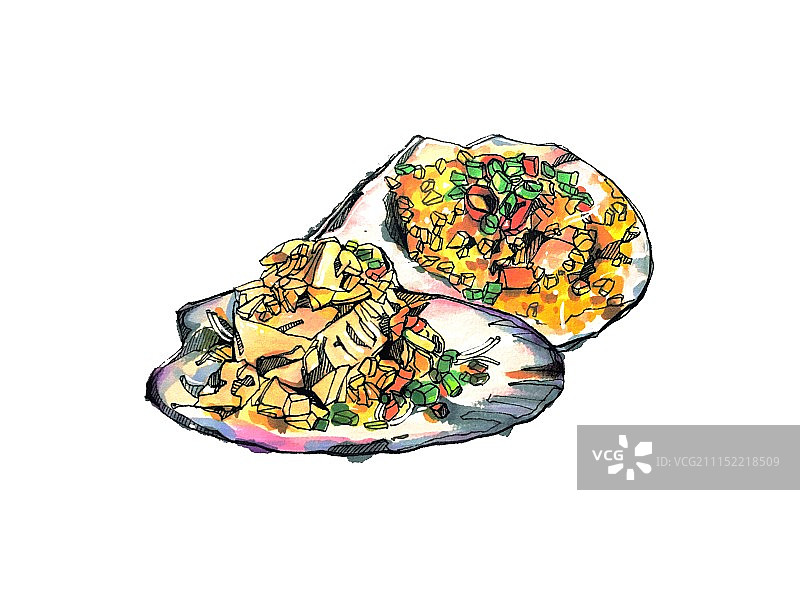 闽南美食 蒜蓉扇贝 海鲜 小吃 不带字版本图片素材