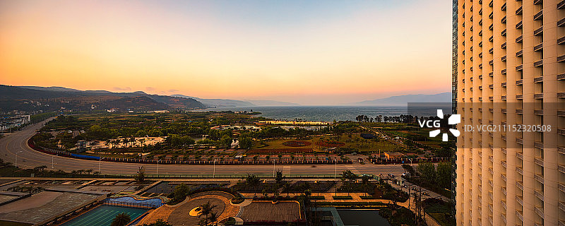 云南抚仙湖全景图片素材