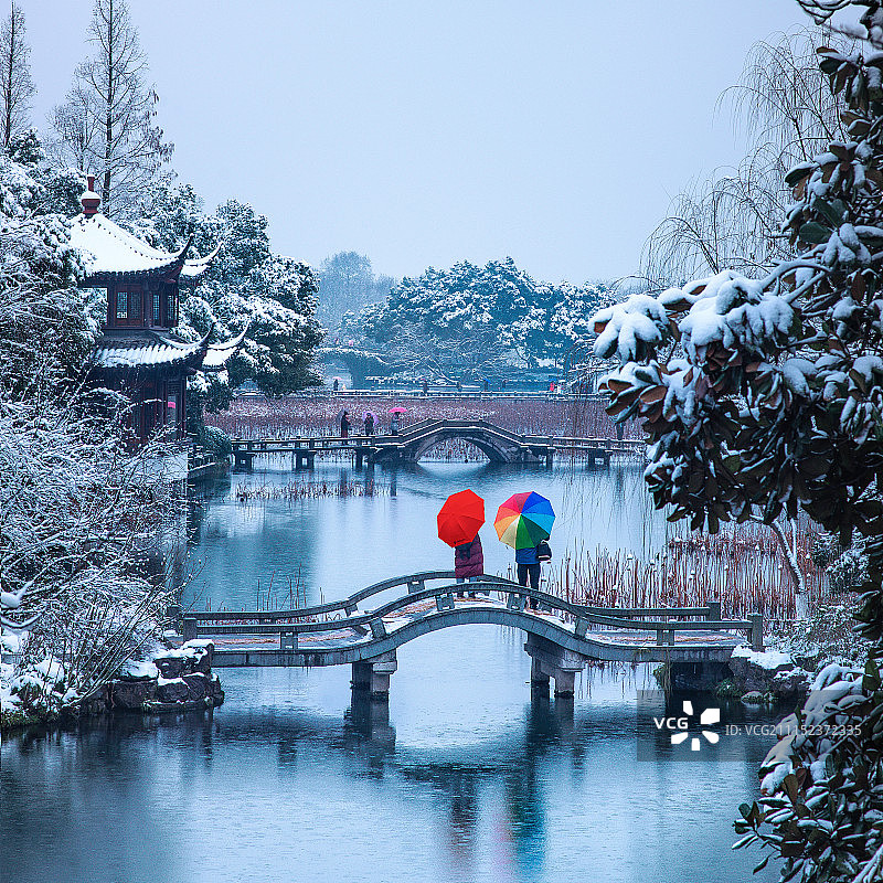 杭州曲院风荷雪景图片素材
