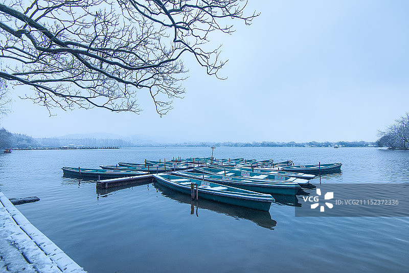 杭州西湖雪景图片素材
