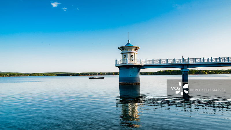 长春净月潭水库大坝图片素材