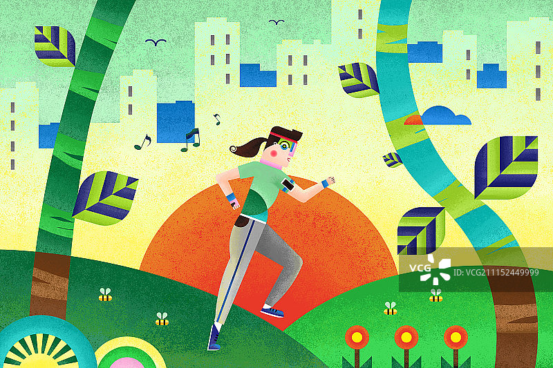 跑步与四季系列-1图片素材