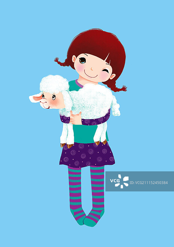 背景分离人物动物系列组图共3000多幅-抱着羊羔的女孩图片素材