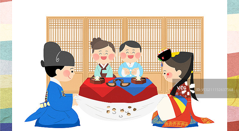 矢量插画：传统韩式婚礼003图片素材