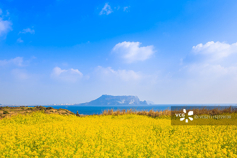 城山日出峰凝灰岩锥图片素材