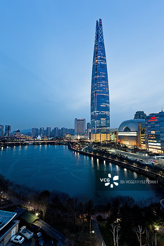 石村湖夜景图片素材