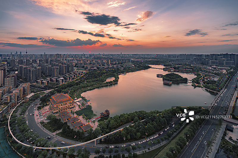 曲江日落图片素材