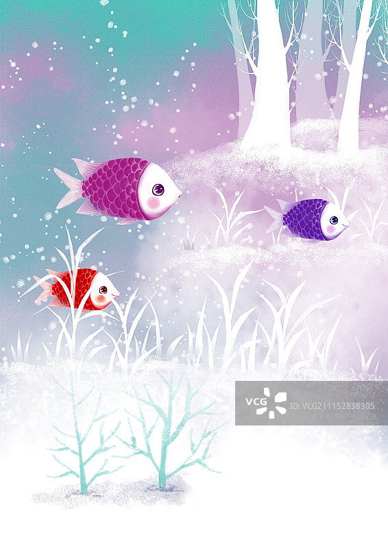 唯美背景元素组图共3000多幅-三条飞着的鱼图片素材