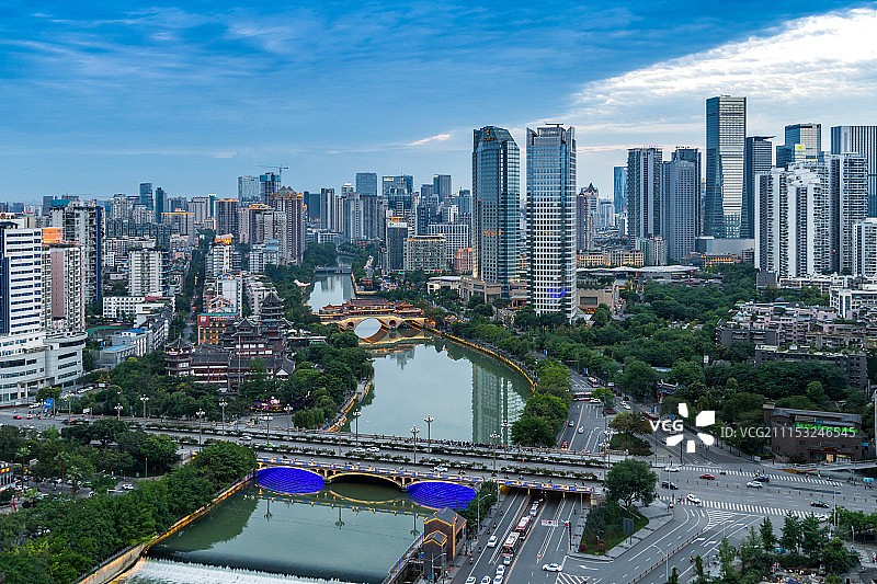 成都府南河廊桥夜景图片素材