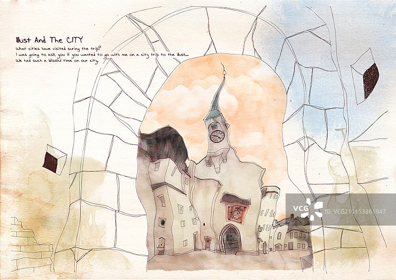 欧洲建筑插画图片素材