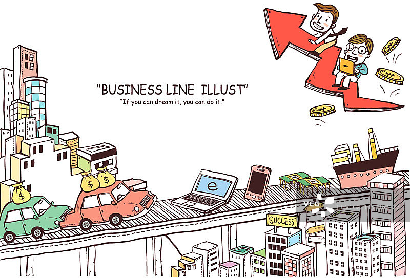 两个男人坐在箭头上谈论商业图片素材