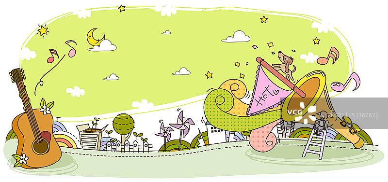吉他和喇叭矢量图图片素材