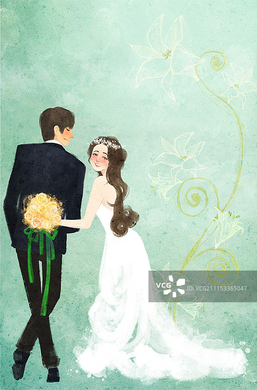 婚礼插画图片素材