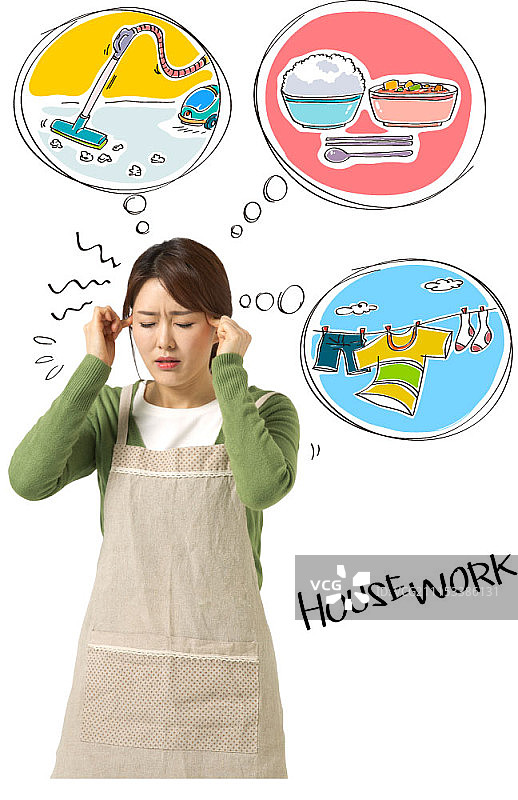 家务概念数字合成插画图片素材