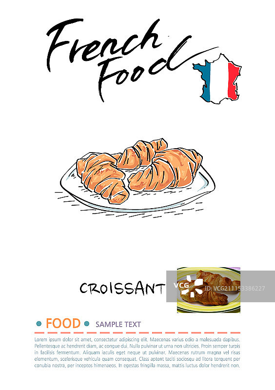 甜点和羊角面包数字合成图图片素材