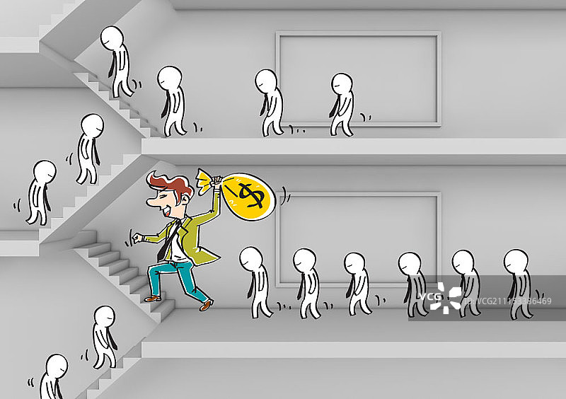 商务人士插画数字合成图片素材