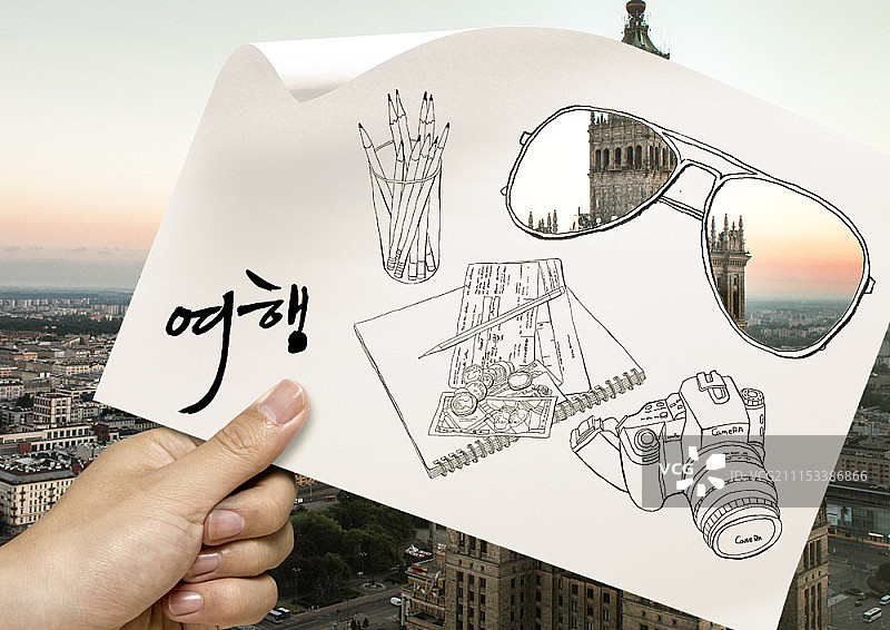 环游世界合成图图片素材