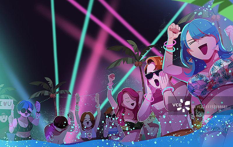 在水上乐园里玩得开心的人们图片素材