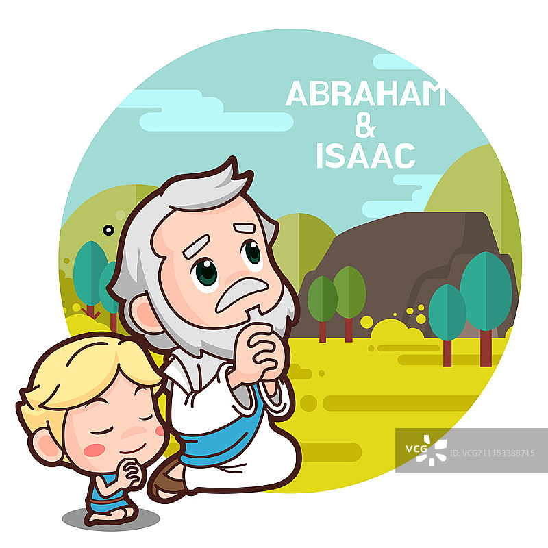 亚伯拉罕和以撒卡通人物图片素材