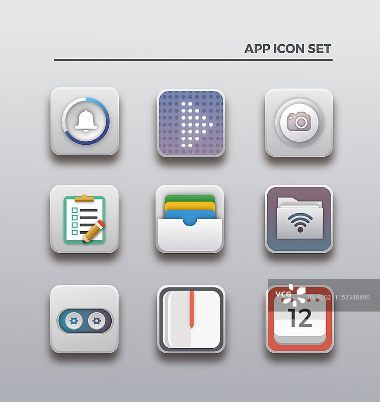 移动用户界面图标集图片素材