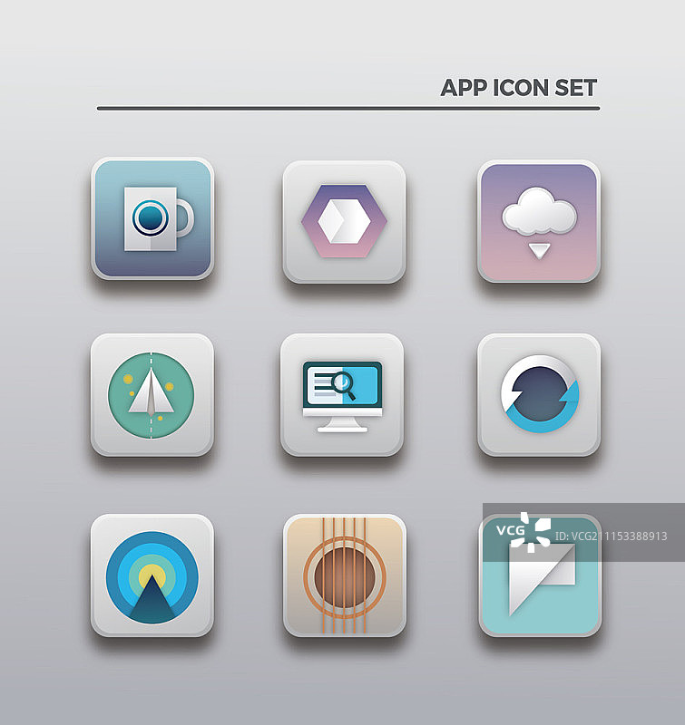 移动用户界面图标集图片素材