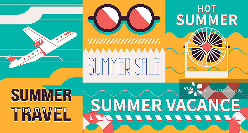 彩色夏季海报合集图片素材