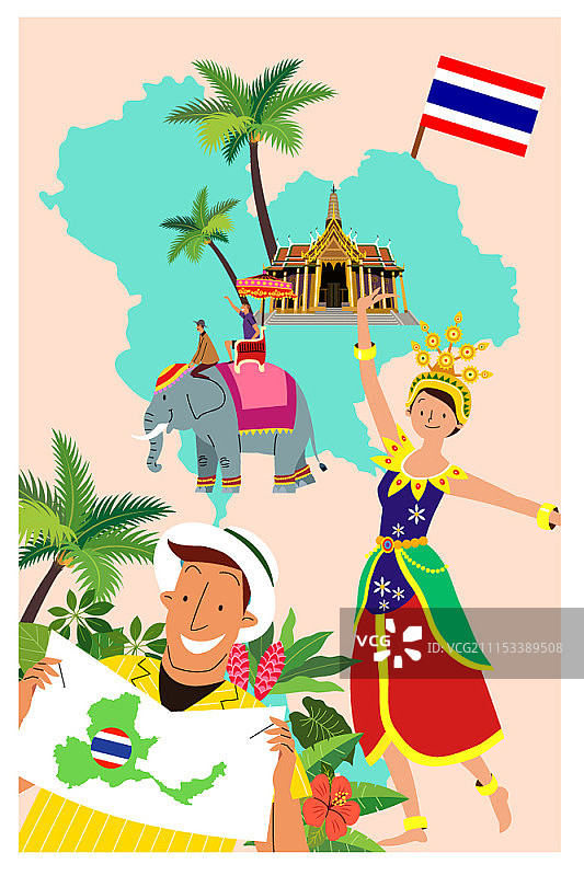 东南亚旅行矢量插画图片素材