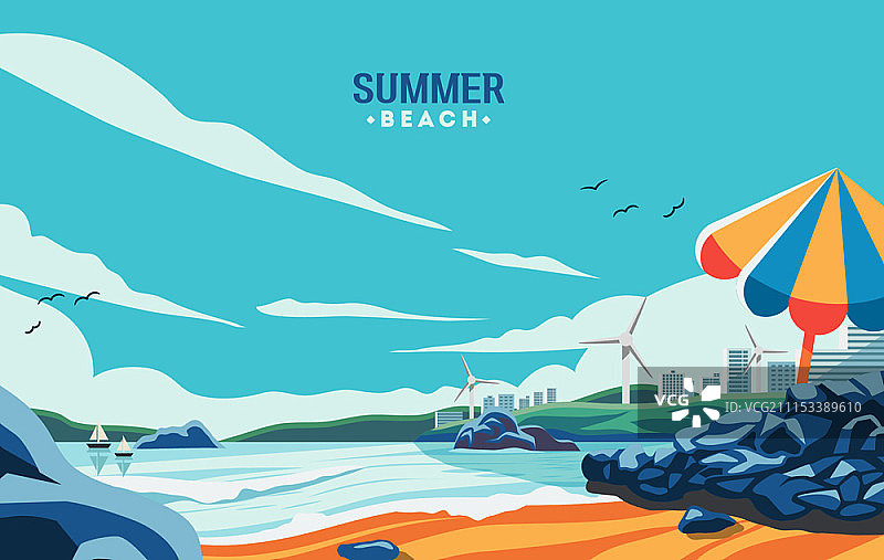 夏季海滩背景矢量素材图片素材