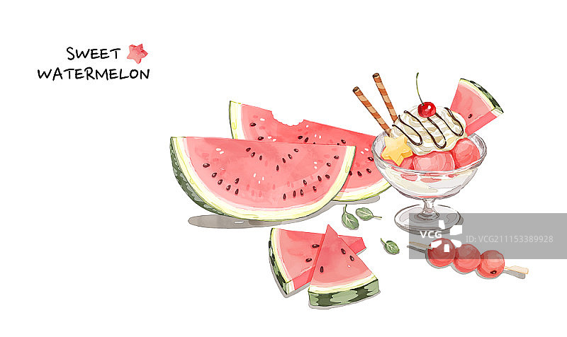 西瓜插画图片素材