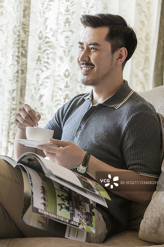 年轻的商务男士在客厅图片素材