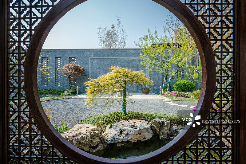 中式木结构禅意庭院图片素材