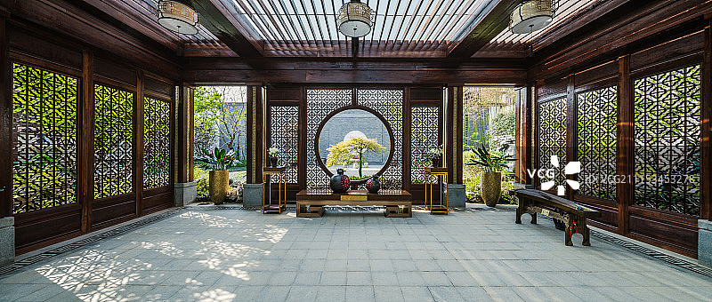中式木结构禅意庭院图片素材