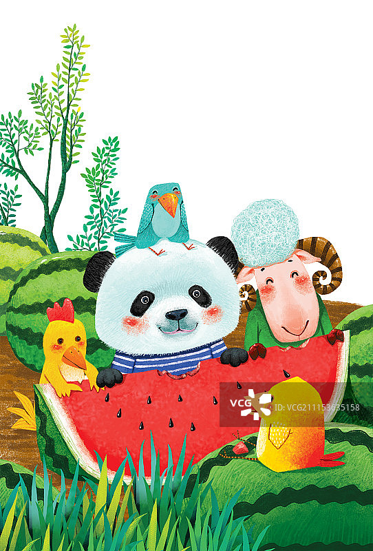 背景分离人物系列组图共3000多幅-西瓜地里的动物们图片素材