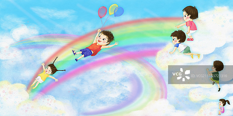 梦中的彩虹滑梯-横图片素材