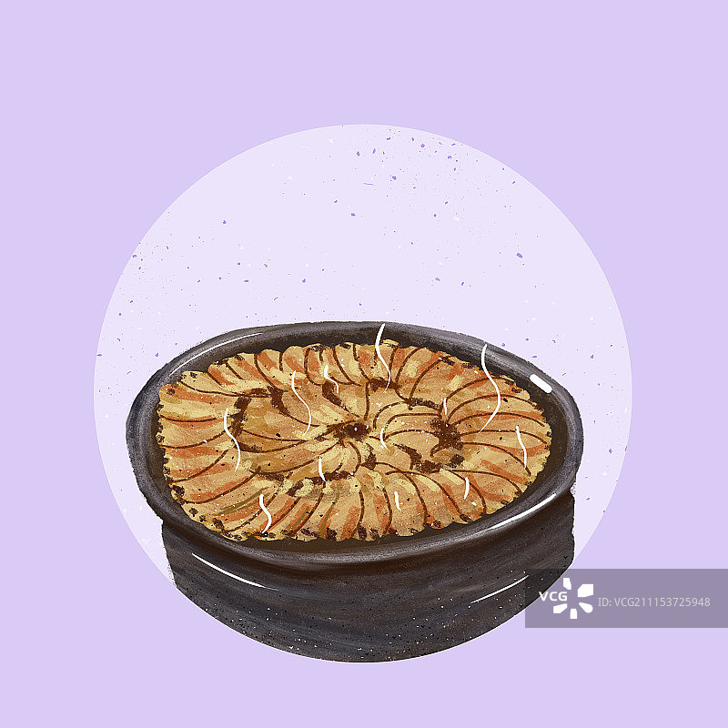 手绘美食-锅贴饺 煎饺图片素材