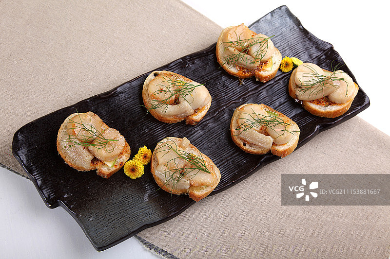 海鲜干贝面包图片素材