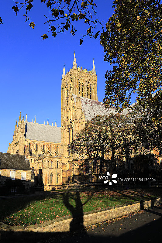 林肯郡林肯市林肯大教堂秋色图片素材
