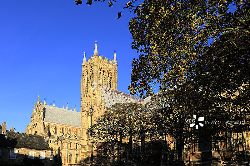 林肯郡林肯市林肯大教堂秋色图片素材